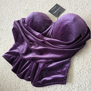 NWT JLUXLABEL Velvet Purple Bustier Zip Closure Back Womens Size Medium